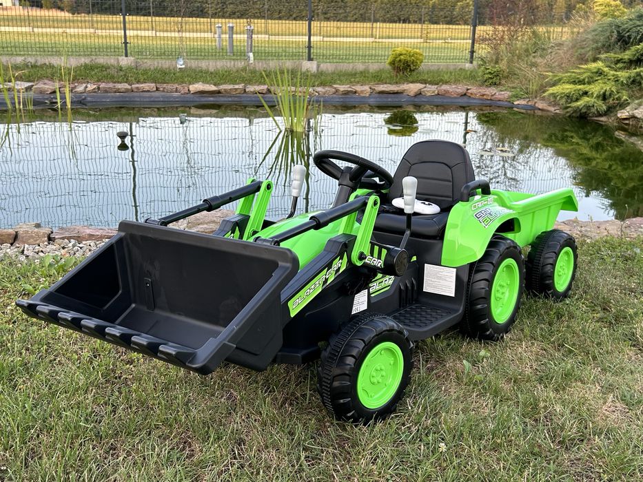 Traktor na akumulator z przyczepą ŁYŻKA 2X45 WATT Zielony