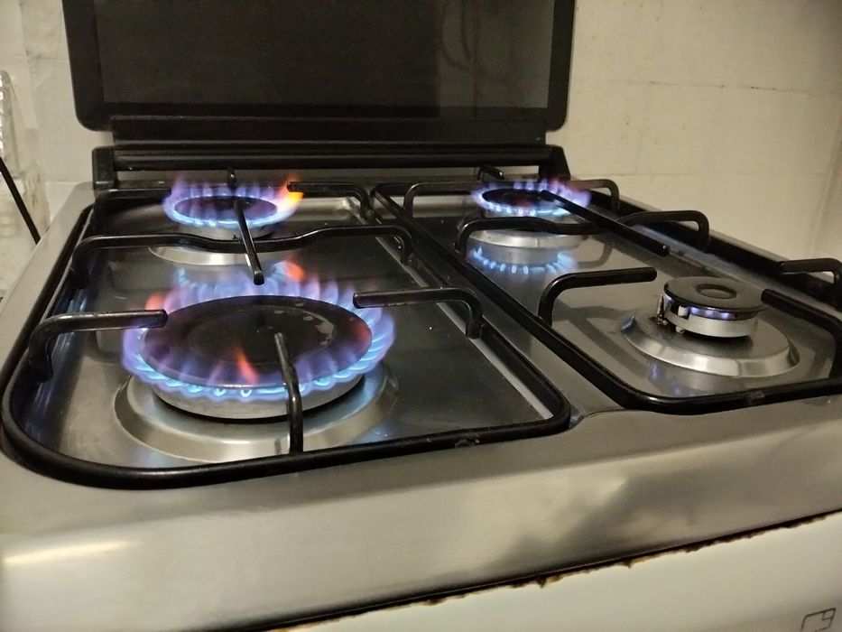 Fogão a gás a funcionar