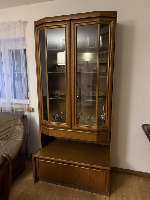 Stylowa witryna dębowa – Kredens / Biblioteczka – Styl holenderski