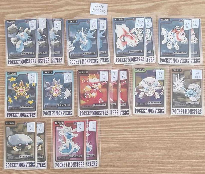 Cartas Pokémon Topsun e Bandai Carddass 1997