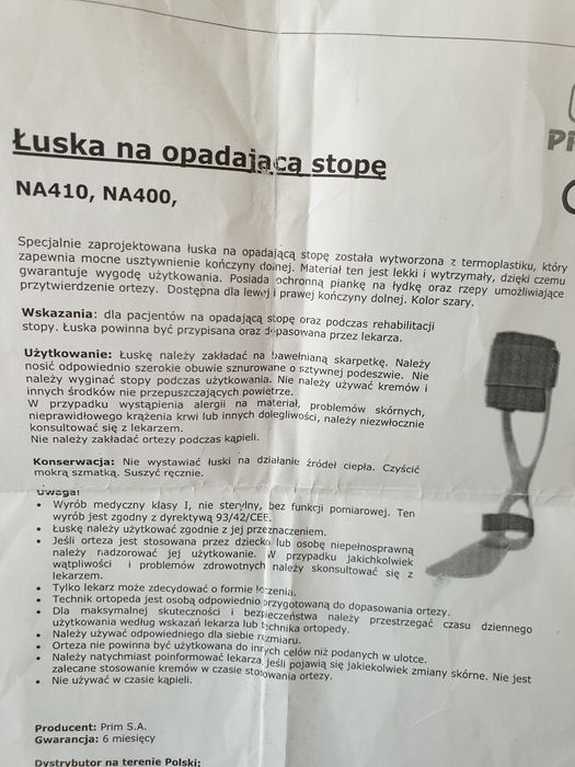 Łuska na opadającą stopę. Rozmiar 38/40