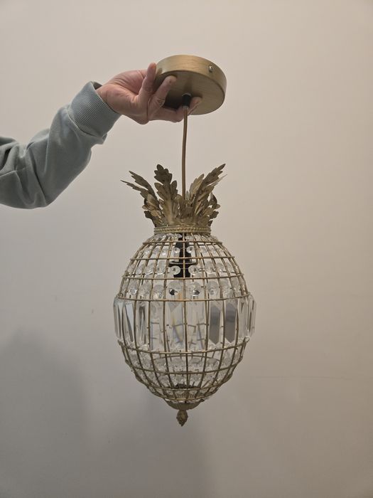 Lampa wisząca złota kryształ ananas żyrandol