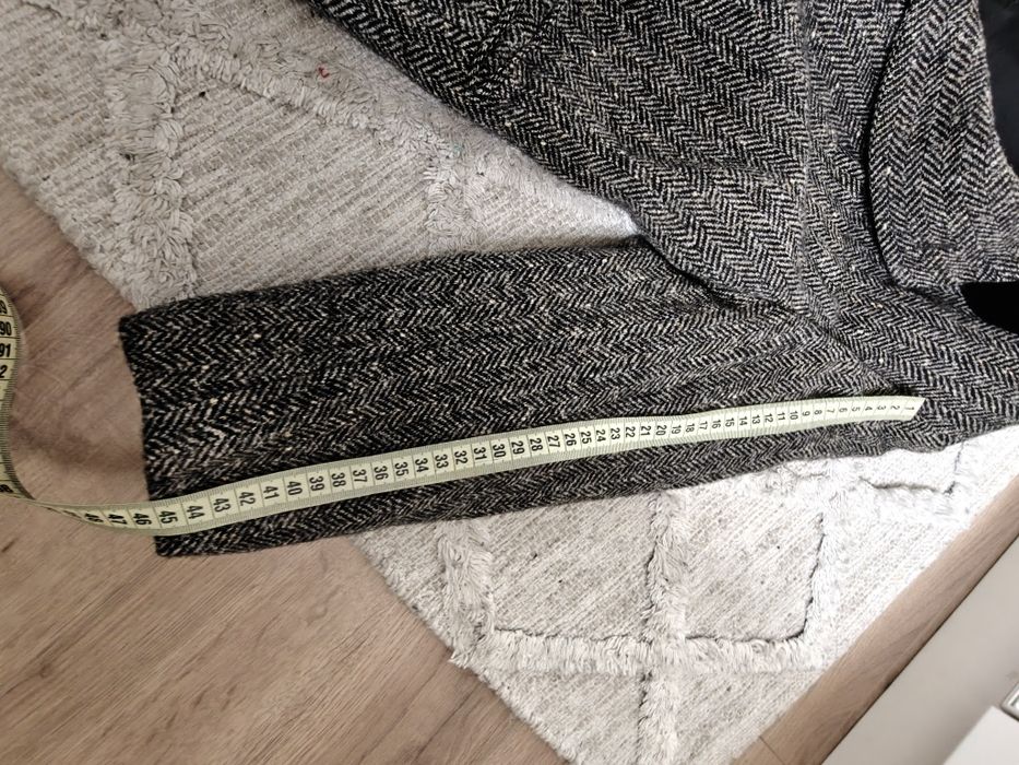 Wełniana damska marynarka żakiet w jodełkę 40/42 L