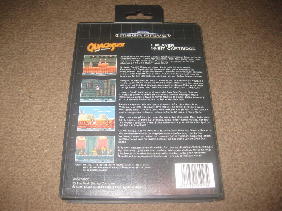 Jogo "Quackshot Starring Donald Duck" para Sega Mega Drive/Completo!