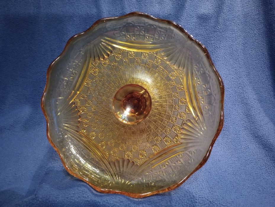 Patera girlandy wzór 320 HSG Ząbkowice szkło kolorowe bursztynowe