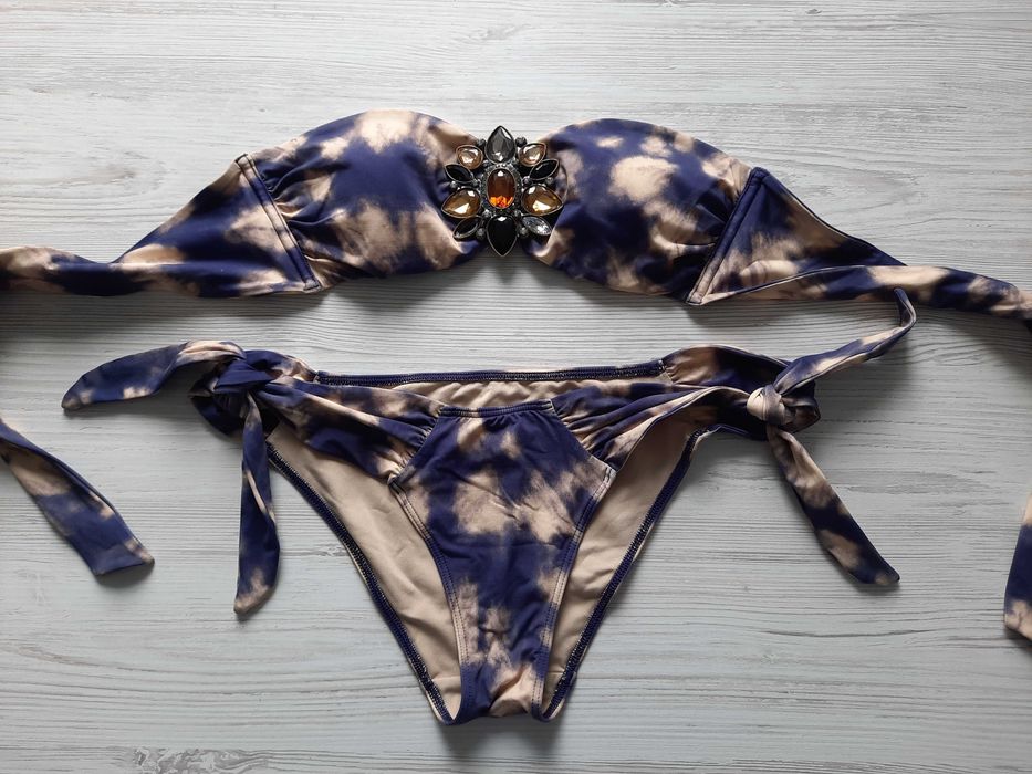 Купальник Victoria's secret оригинал бандо S M леопардовый с брошкой