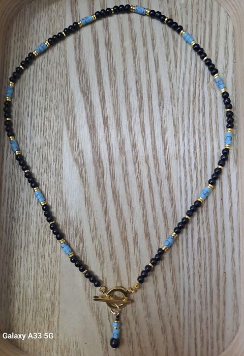 Nowy choker z czarnego onyksu i turkusu