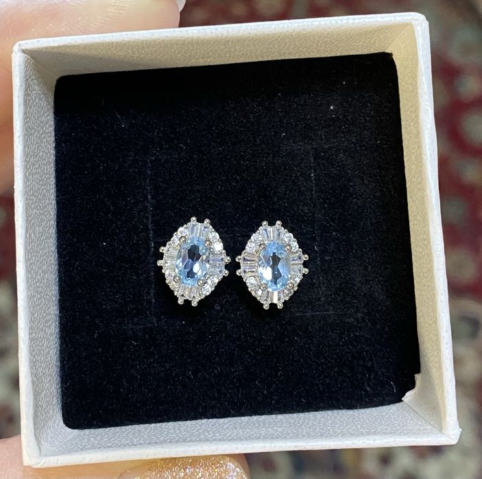 Срібні сережки з натуральним топазом