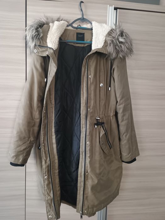 Długa parka płaszcz khaki