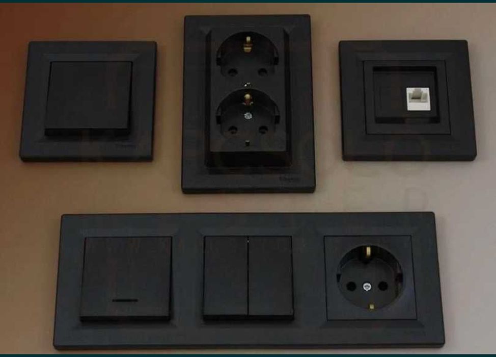 Розетки Schneider Electric  Asfora колір антрацит ( чорний)