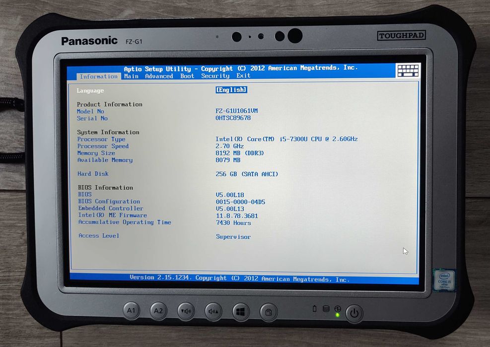 Panasonic FZ-G1 MK5 10.1" IPS FullHD Touch i5-7300u/8 GB/SSD 256GB/15h