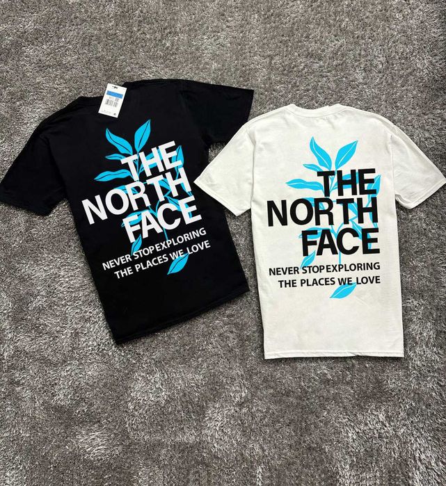 Новая футболка The North Face — Leaves — Чорна / Біла — ТНФ — ХС-ХХЛ