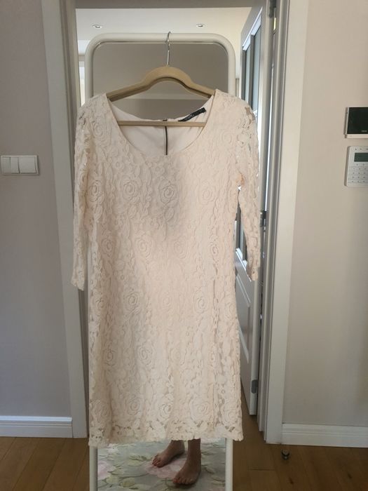 Bezowa, kremowa elegancka sukienka reserved L 42