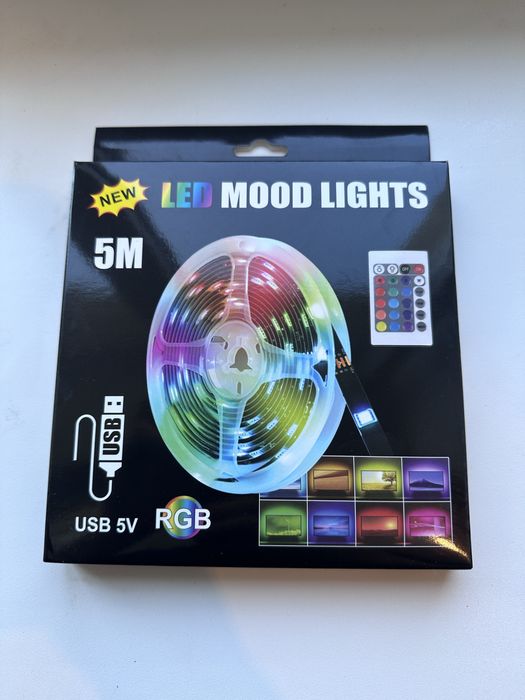 LED стрічка RGB 5м з пультом USB | Підсвітка кімнати