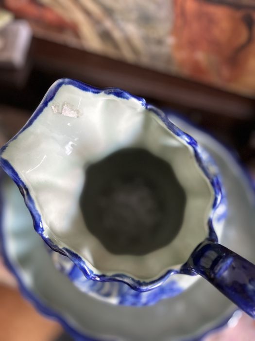 Lavatório (bacia + jarro) e saboneteira antigos vintage - raros