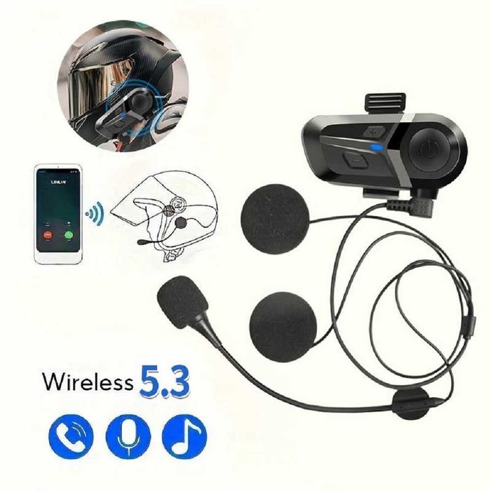 Intercomunicador Capacete Mota Moto Motocicleta Bluetooth 5.3 à Prova d’Água, Sem Fio e com Chamadas Viva-Voz NOVO