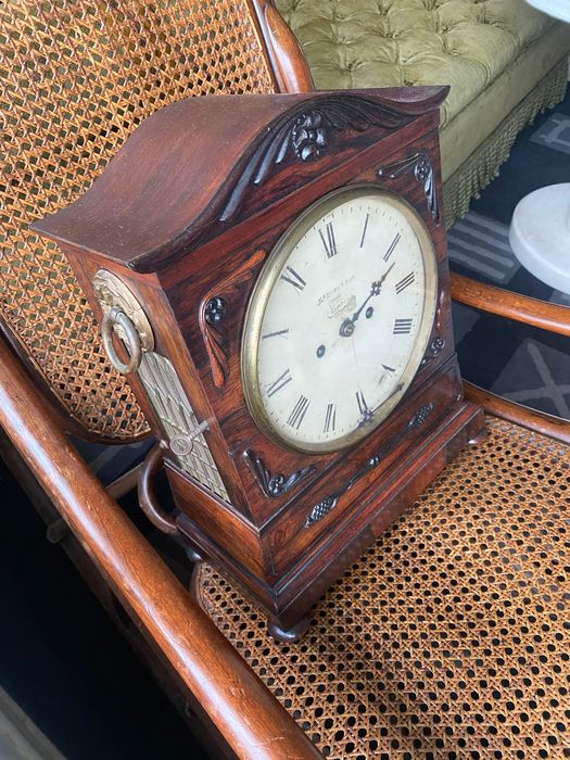 Relogio Mesa Inglês Séc XIX Ja Duff & Son  41 cm Pau-Santo Trabalhar