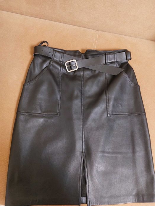 Утепленная юбка из экокожи