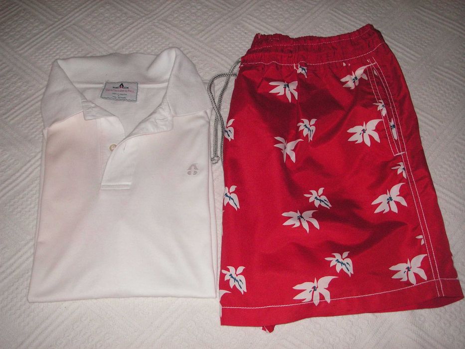 Polo Marca Pingouin e Calções de Banho Vermelhos