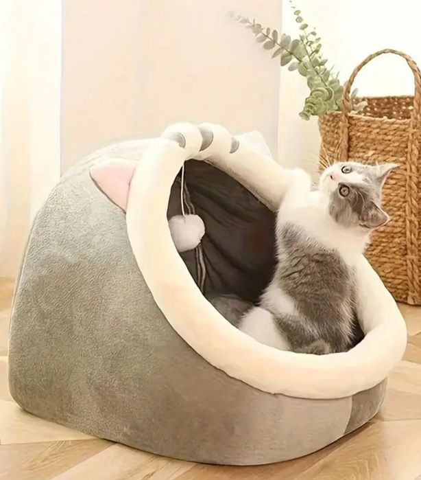 Casa de gato de pelúcia.  40x40x32cm.  Nova