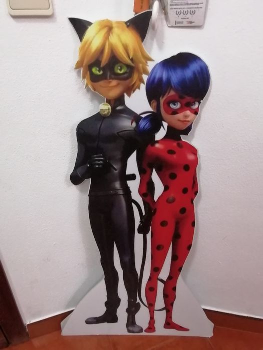 Placard Ladybug e gato noir