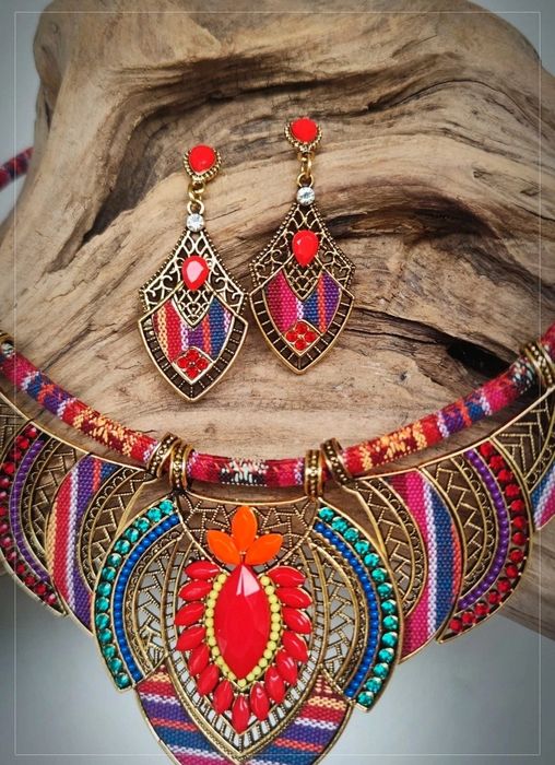 Azteckie kolorowe koczyki etno / Boho.