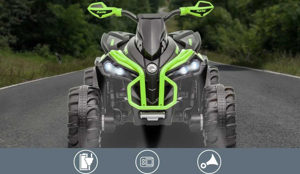 DUŻY QUAD na akumulator dla dzieci MP3 + LED + GUMOWE KOŁA + SKÓRA + PILOT