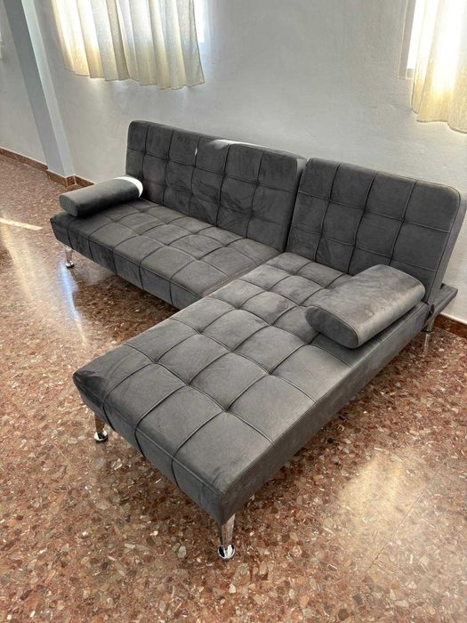 barato sofá cama tecido e veludo novo envio gratis