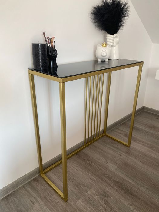 Konsola toaletka szkło czarna złota