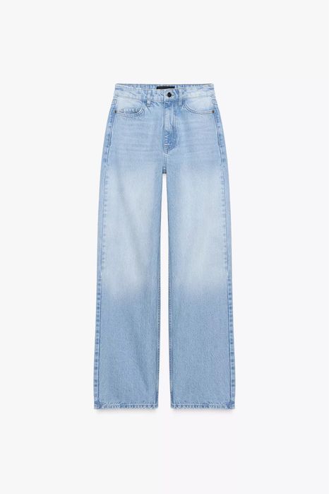 Прямі світлі блакитні джинси джинсы прямые zara straight 38 40 M L