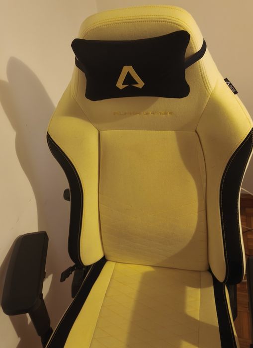 Cadeira Gaming Alpha Gamer Alegra Fabric Amarela/Preta