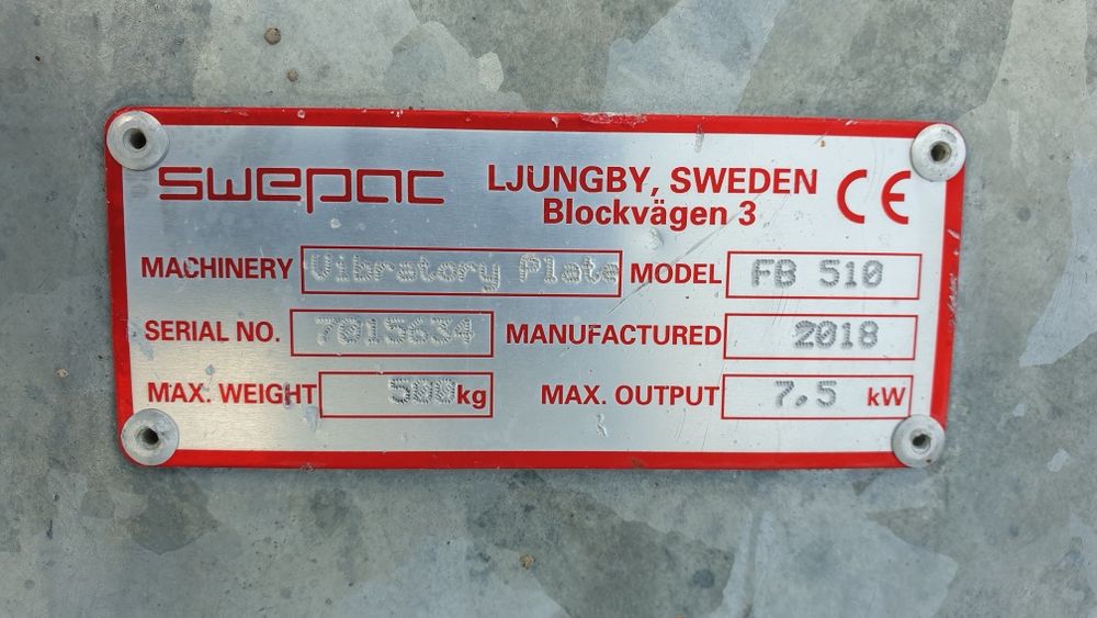 Zagęszczarka Swepac FB 510, Hatz, 2018, Waga 500 kg