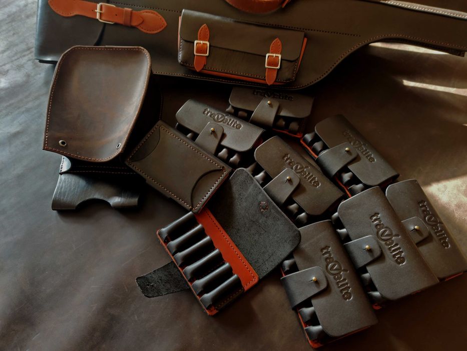 Шкіряний патронташ на 8 / 6 набоїв, патронташ для 12, 16 та 20 калібру