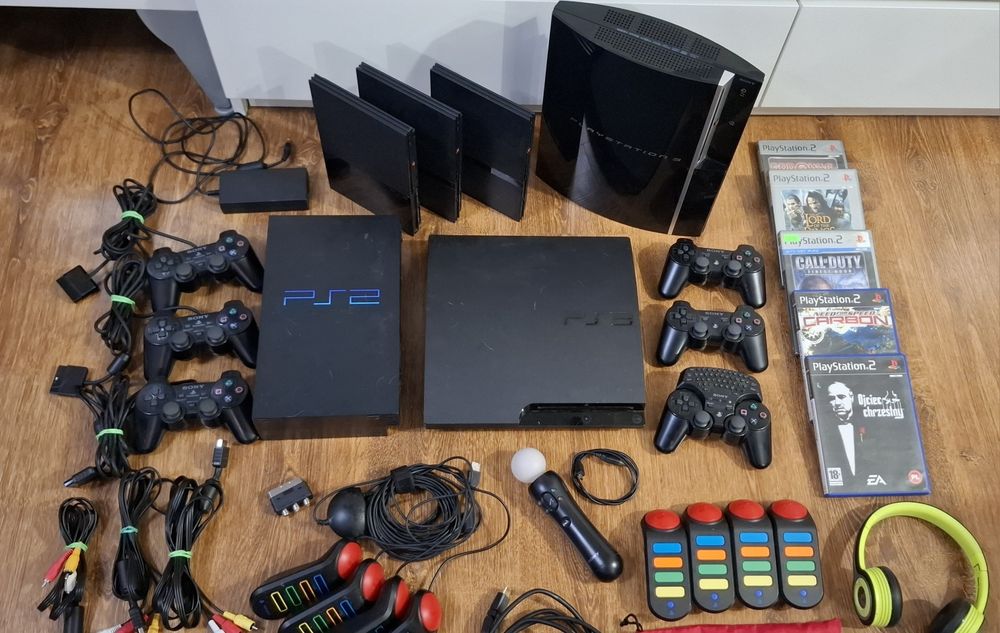 Konsole PlayStation 2,3,kontrolery,gry,słuchawki,Canon,elektronika