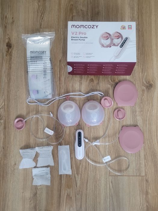 Laktator Momcozy V2 Pro + 68 szt. woreczków do przechowywania  pokarmu
