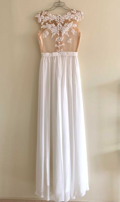 Suknia ślubna #56 boho linia A ivory zamek guziczki rozmiar 44 XXL