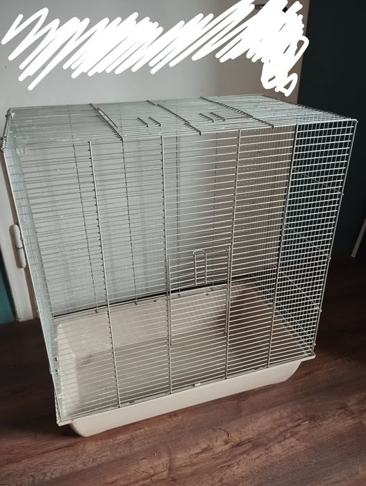 Klatka/woliera dla papugi wraz ze stojakiem. Nimfy, faliste