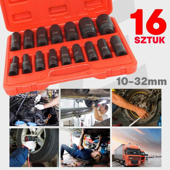 Nasadki udarowe długie klucze 1/2 ZESTAW NASADEK UDAROWYCH 10-32