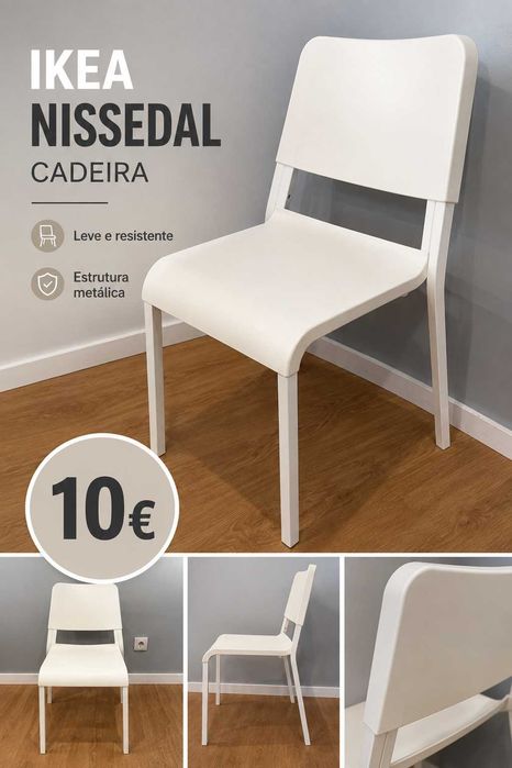 Cadeira IKEA branca – Design moderno, leve e resistente