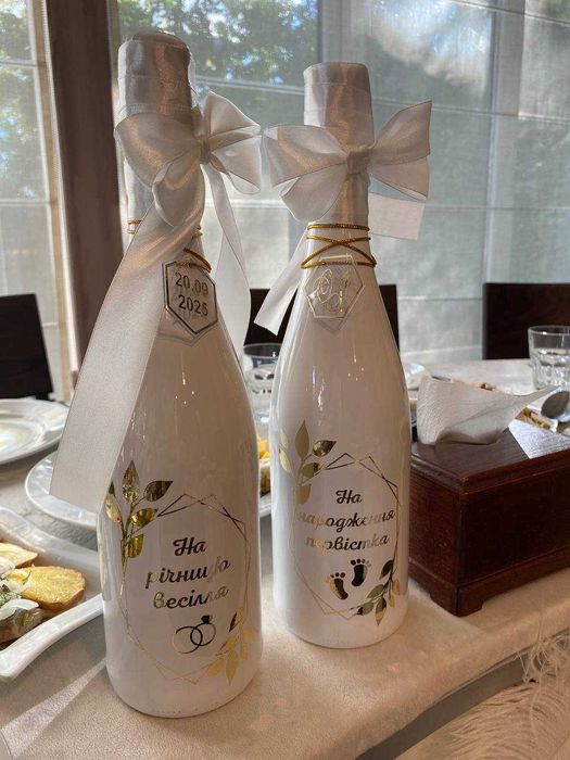 Весільне оформлення/декор пляшок шампанського
