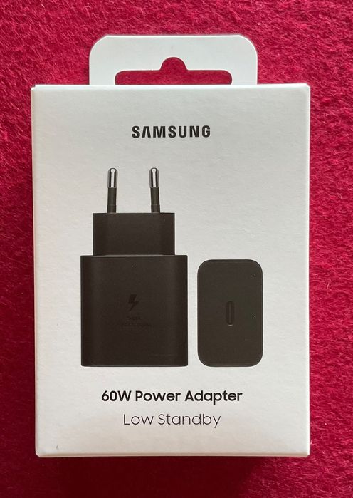 Carregador oficial Samsung 60W USB-C, completamente novo, nunca usado e na caixa original selada