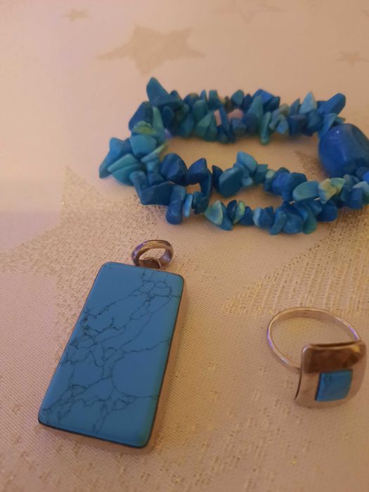 Wisior,pierścionek,bransoletka, turkus,komplet