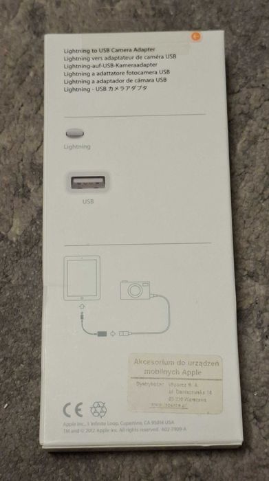 Przejściówka, adapter Apple lightning na USB MD821MZ/A A1440