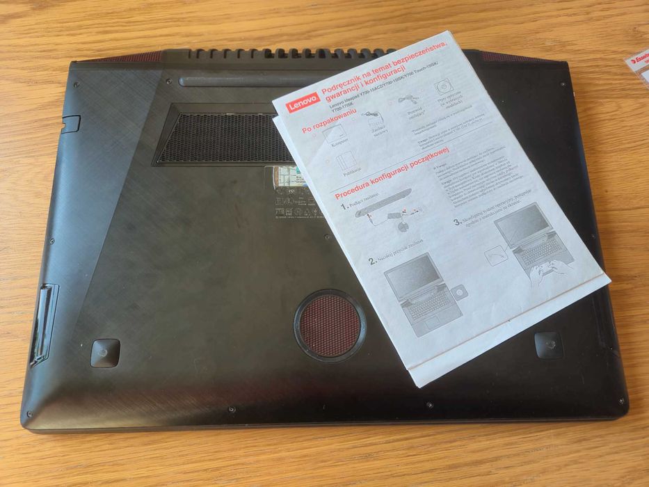 laptop Lenovo Y700-15ISK, i7, 32GB RAM, SSD 500GB, plecak, FV, kam.3D,