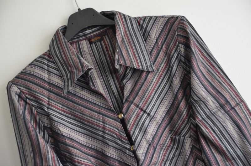 Konfex elegancka koszula bluzka damska okazjonalna złota nitka L XL 42