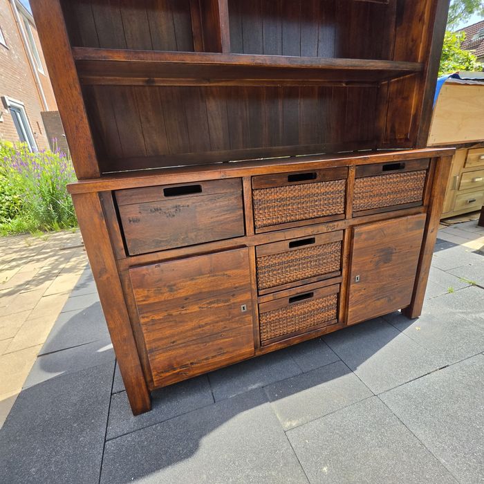 Drewniany kredens/witryna w kolonialnym stylu  200x150x45
