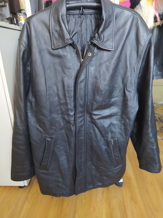 Куртка теплая,кожаная, со съемной подстежкой из овчины, 4XL,рост 190
