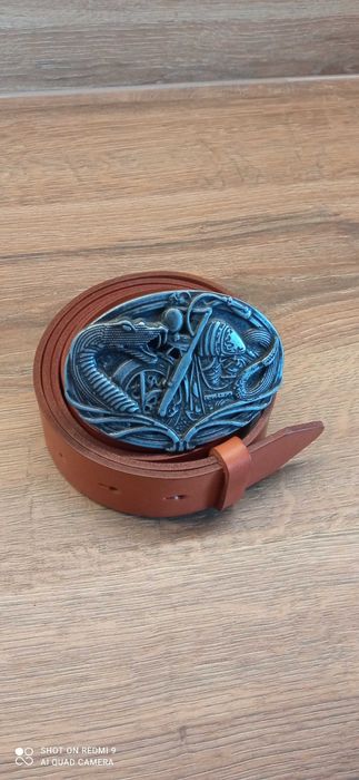 Pasek skórzany męski jasny brąz motor