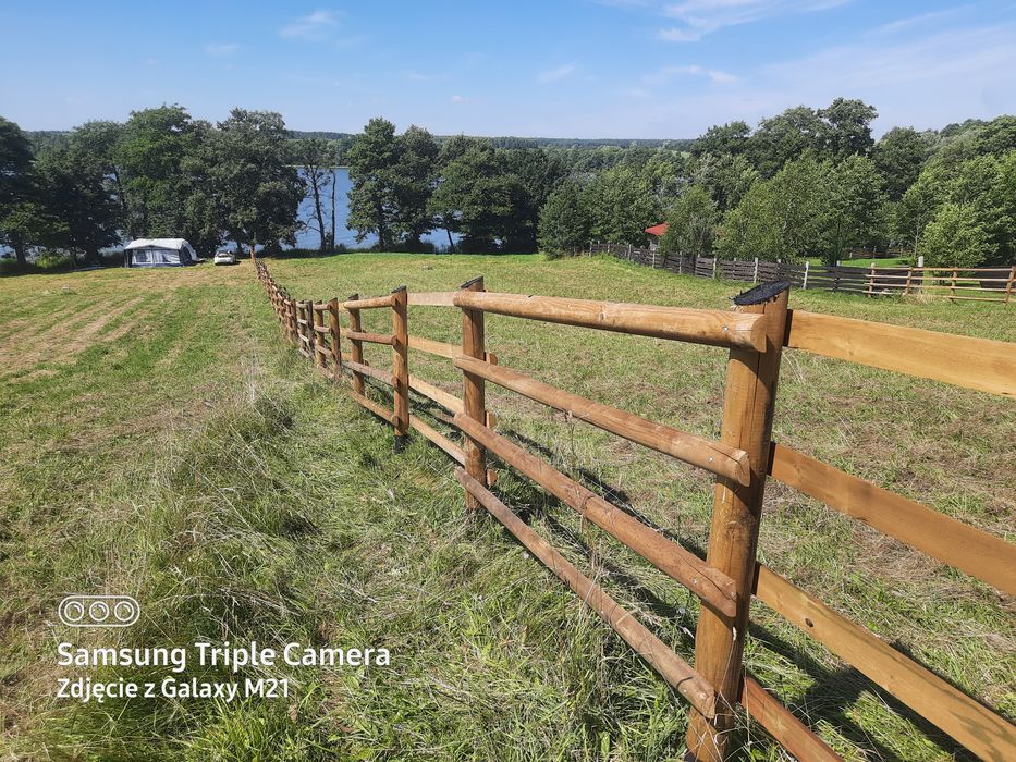 Ogrodzenie  drewniane , panel,słupek,siatka