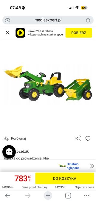 Traktorek john deere na pedaly z przyczepka